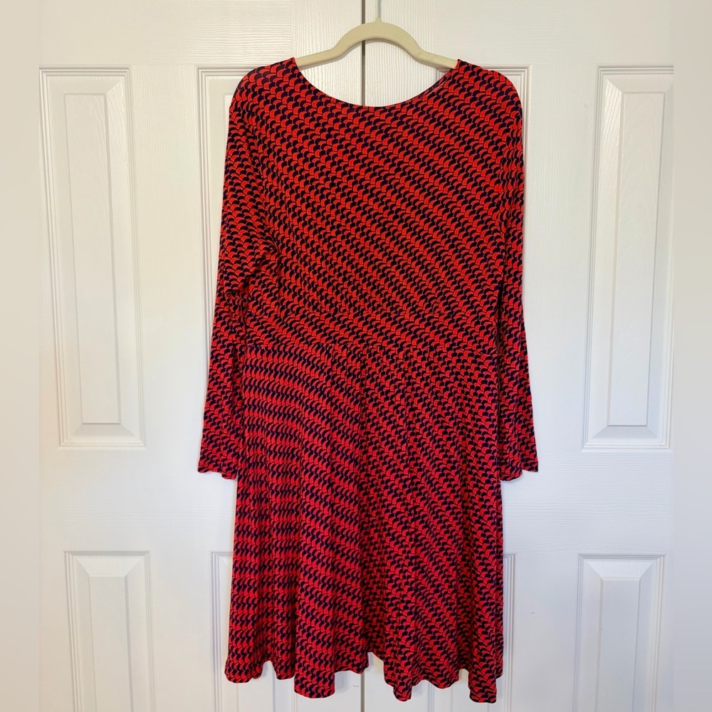 BODEN Thea Long Sleeve Pink Geometric Midi Dress 12P - Picture 3 of 9
